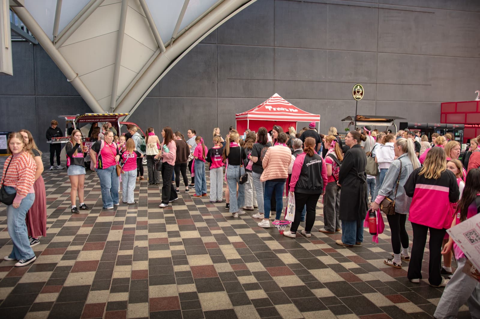 Large crowd at the venue surrounding the Chocolate Boys setup